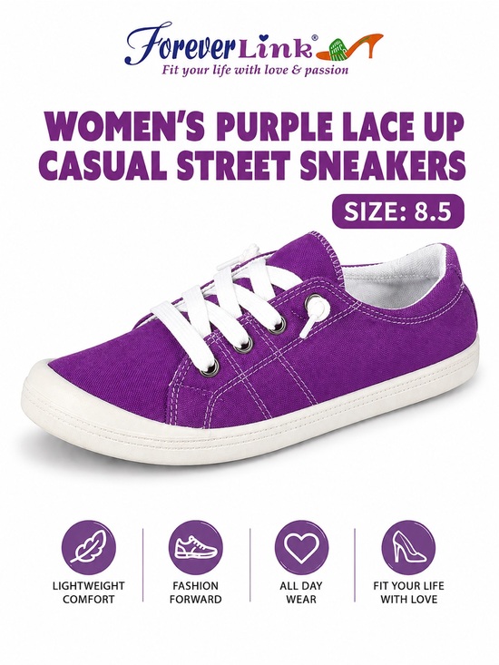 ValMarie Shoes - Purple Lace Up Slip On Flexible Rubber Casual Street Sneakers